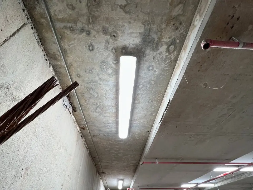 New LED battens in a basement car park
