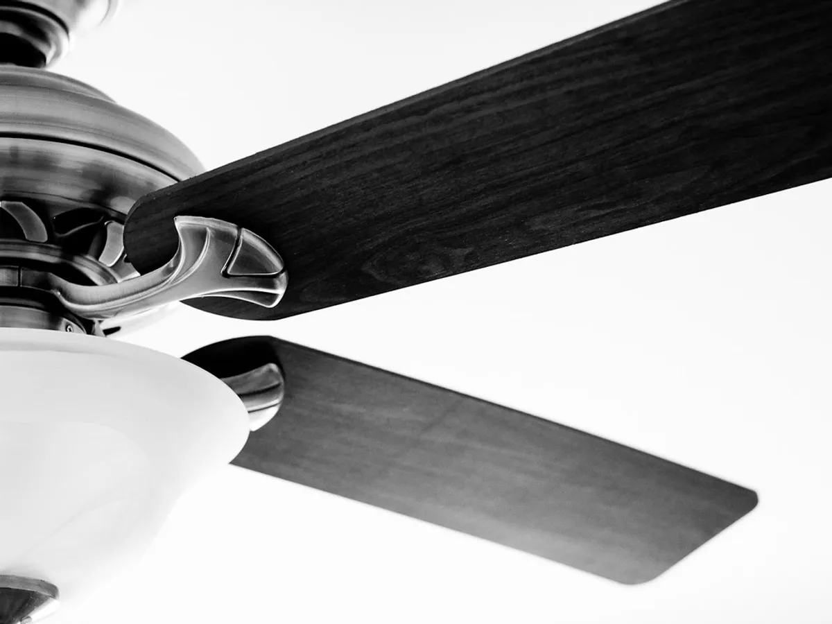 Close-up of a modern ceiling fan
